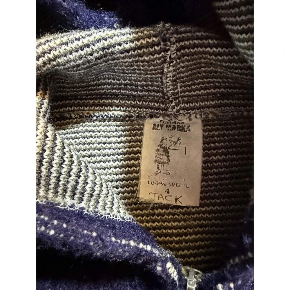 Vintage Tejidos Aly Marka 100% Wool Hooded Jacket Kids Size 4 Southwestern
